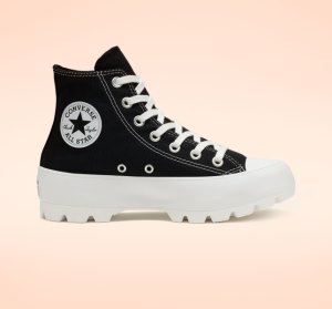 Dámské Boty Na Platformy Converse Chuck Taylor All Star Lugged Černé Bílé Černé | 58LANVXEU