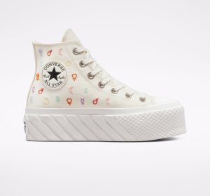 Dámské Boty Na Platformy Converse Chuck Taylor All Star Lift 2X Mystic Symbols Bílé | 85XPBQENS