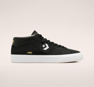 Dámské Plátěné Boty Converse CONS Louie Lopez Pro Mid Černé Černé Bílé | 36RLTBANJ