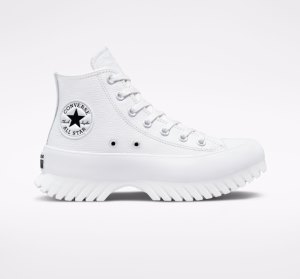 Dámské Vysoké Converse Chuck Taylor All Star Lugged 2.0 Læder Bílé Černé | 50TDZSUEX