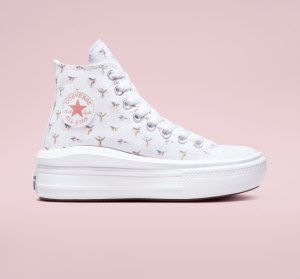 Dětské Boty Na Platformy Converse Chuck Taylor All Star Move Hummingbirds Bílé Červené Růžové | 14NZYAURD