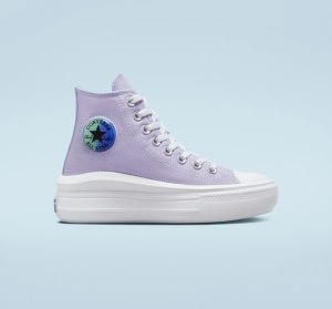 Dětské Boty Na Platformy Converse Chuck Taylor All Star Move Gel Patch Fialové Královská Modrá | 30PFUAHGS