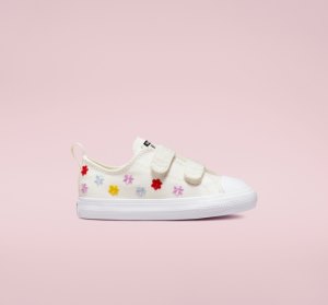 Dětské Plátěné Boty Converse Chuck Taylor All Star Easy-On Floral Embroidery Bílé Bílé | 17HUCSXAR