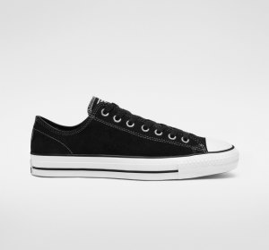 Pánské Skate Boty Converse CONS Chuck Taylor All Star Pro Semišové Černé Černé Bílé | 84ZIAKDBT