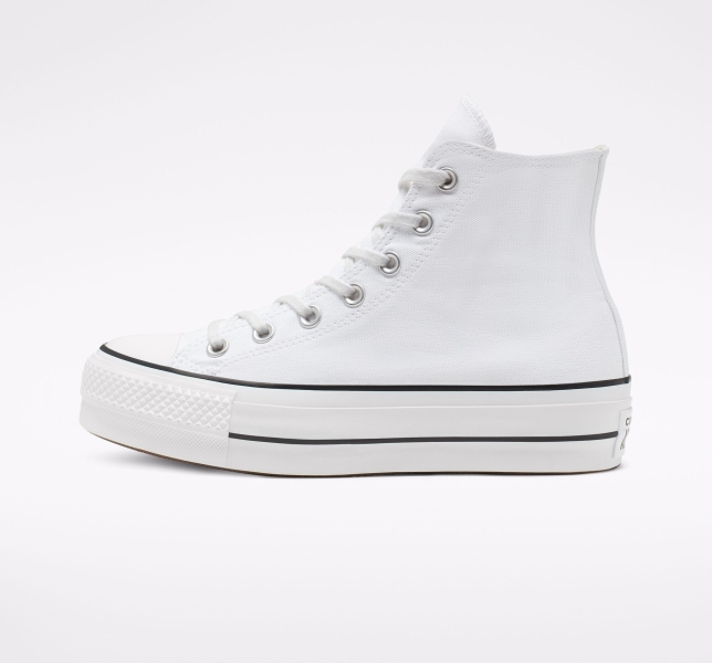 Dámské Boty Na Platformy Converse Chuck Taylor All Star Lift Platene Bílé Černé Bílé | 75OCEMPNH