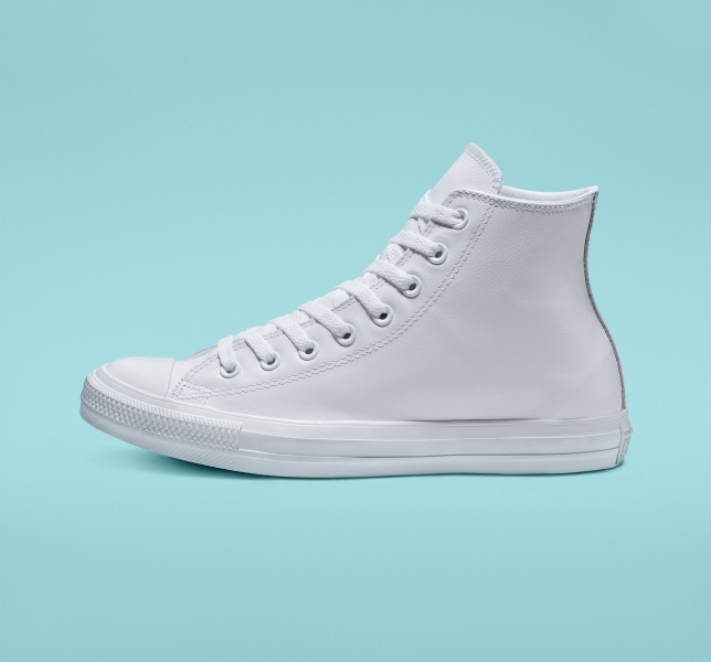 Dámské Kožené Boty Converse Chuck Taylor All Star Læder Bílé | 87PLNSKDF