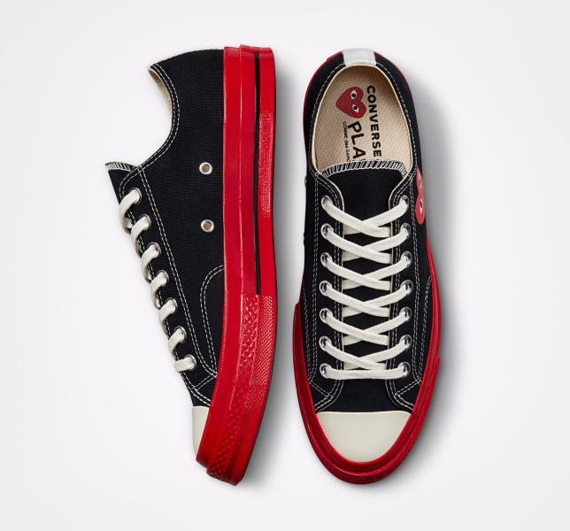 Dámské Nízké Converse Comme des PLAY Chuck 70 Černé Červené | 65JBZWHRS