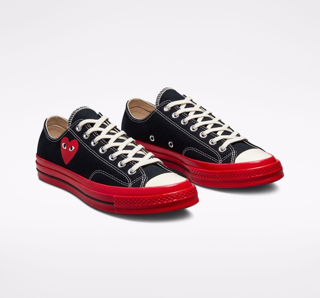 Dámské Nízké Converse Comme des PLAY Chuck 70 Černé Červené | 65JBZWHRS