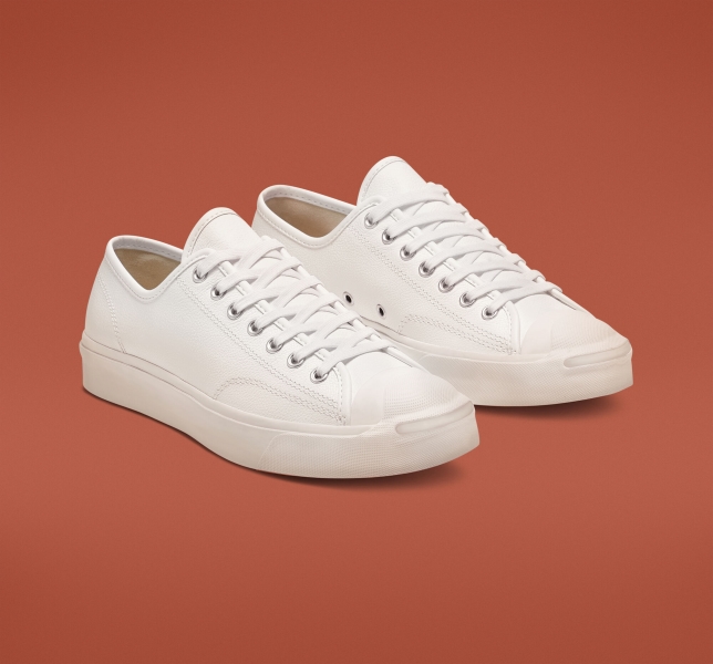 Dámské Nízké Converse Jack Purcell Læder Bílé Bílé Bílé | 01WXJYDLK