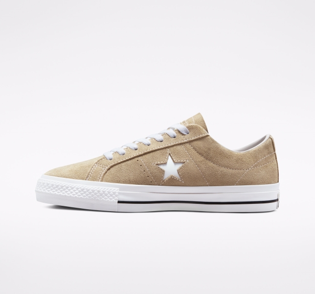 Dámské Nízké Converse One Star Pro Semišové Hnědožlutý Černé Bílé | 21NQUARYX