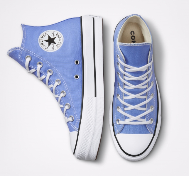 Dámské Plátěné Boty Converse Chuck Taylor All Star Lift Královská Modrá Černé Bílé | 20WUDEJAL