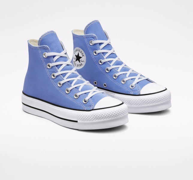 Dámské Plátěné Boty Converse Chuck Taylor All Star Lift Královská Modrá Černé Bílé | 20WUDEJAL