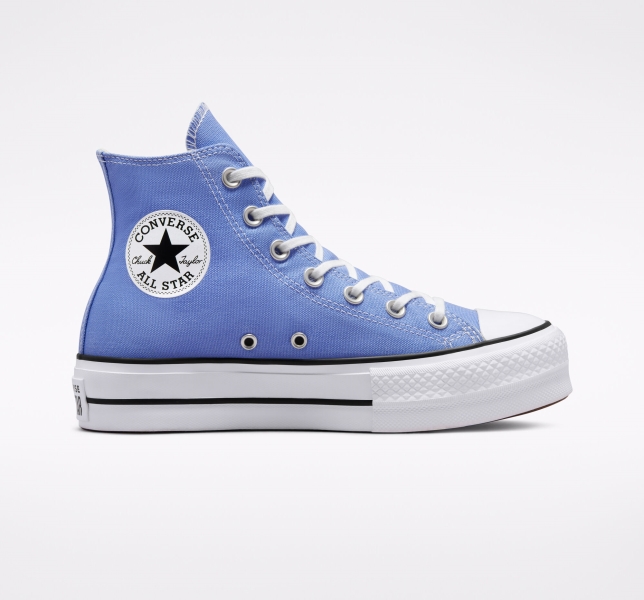 Dámské Plátěné Boty Converse Chuck Taylor All Star Lift Královská Modrá Černé Bílé | 20WUDEJAL