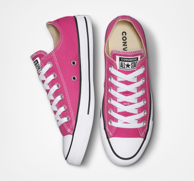 Dámské Plátěné Boty Converse Chuck Taylor All Star Seasonal Fuchsie Bílé Černé | 45XQHBVAZ