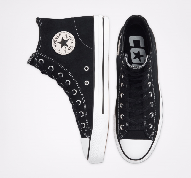 Dámské Vysoké Converse CONS Chuck Taylor All Star Pro Černé Černé Bílé | 54TKMUHZW