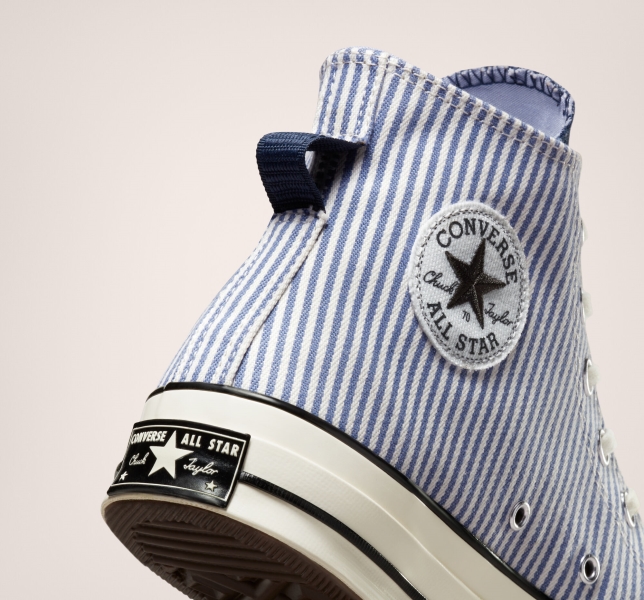 Dámské Vysoké Converse Chuck 70 Crafted Stripe Indigo Černé | 71OUQXJKM