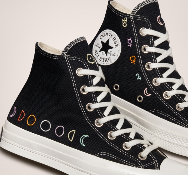 Dámské Vysoké Converse Chuck 70 Mystic Symbols Černé Bílé | 76JZFHLEY