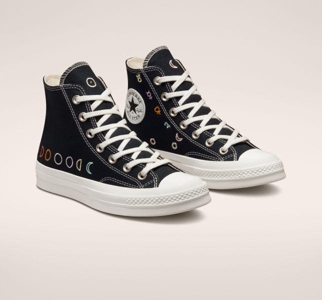 Dámské Vysoké Converse Chuck 70 Mystic Symbols Černé Bílé | 76JZFHLEY