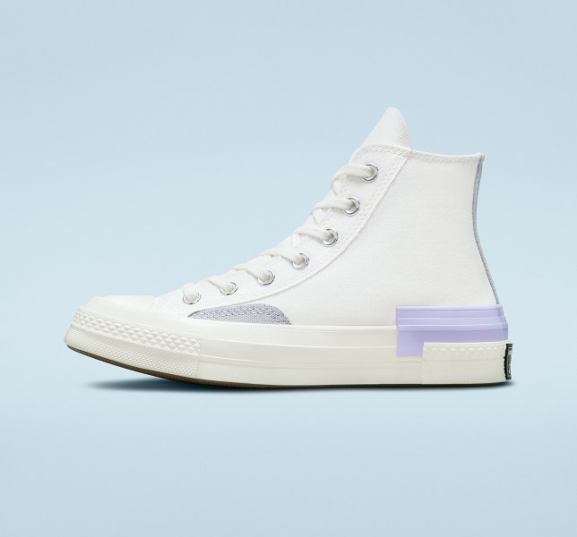 Dámské Vysoké Converse Chuck 70 Pop Layers Bílé Fialové | 63EBGIDYA