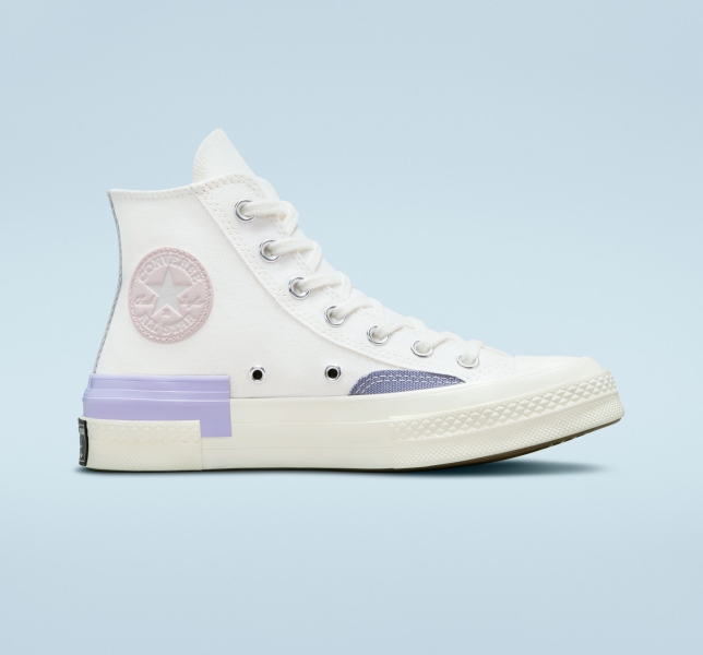 Dámské Vysoké Converse Chuck 70 Pop Layers Bílé Fialové | 63EBGIDYA