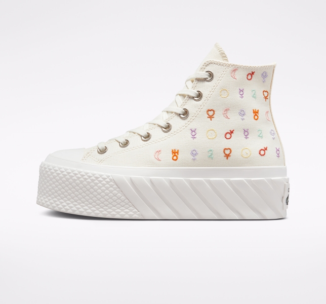 Dámské Vysoké Converse Chuck Taylor All Star Lift 2X Mystic Symbols Bílé | 09CYNSAML