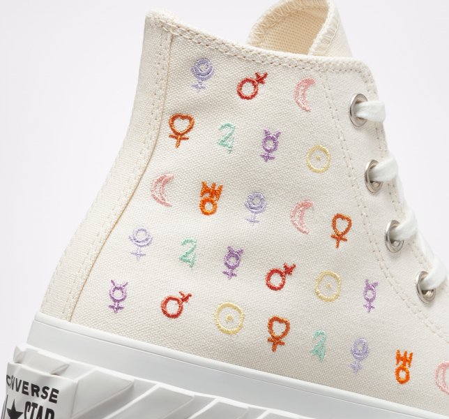 Dámské Vysoké Converse Chuck Taylor All Star Lift 2X Mystic Symbols Bílé | 09CYNSAML