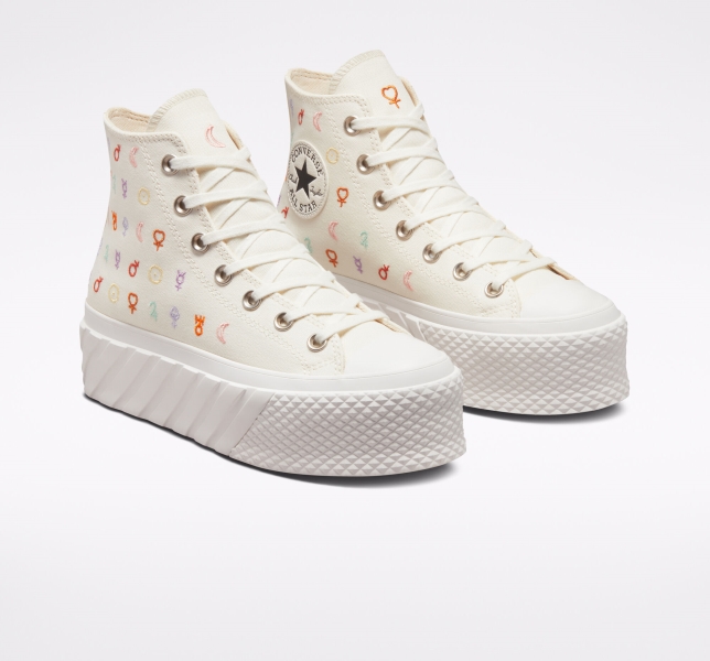 Dámské Vysoké Converse Chuck Taylor All Star Lift 2X Mystic Symbols Bílé | 09CYNSAML