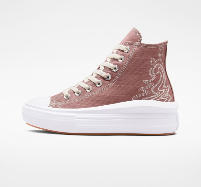 Dámské Vysoké Converse Chuck Taylor All Star Move Western Embroidery Bílé | 12HLWIGMX