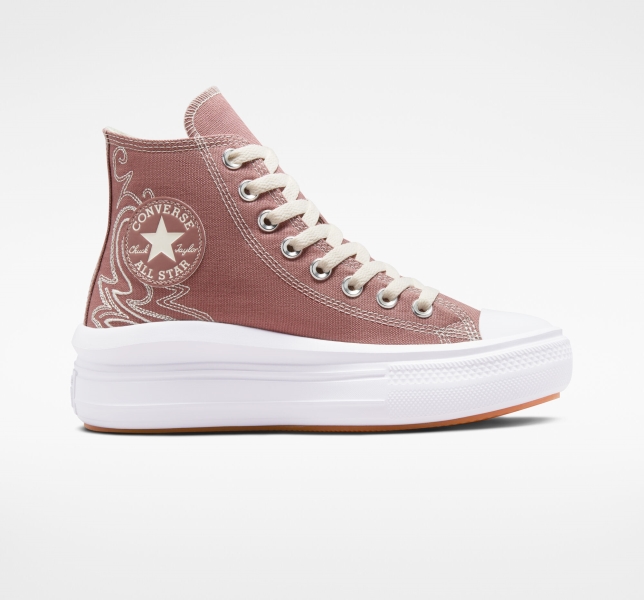 Dámské Vysoké Converse Chuck Taylor All Star Move Western Embroidery Bílé | 12HLWIGMX