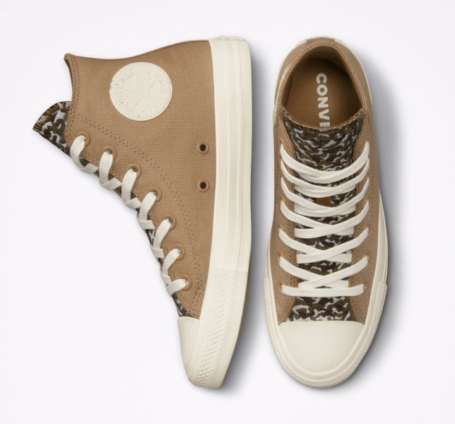 Dámské Vysoké Converse Chuck Taylor All Star Jacquard Camo Hnědé Tmavě | 38RTKNWSC