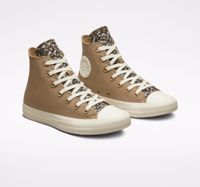 Dámské Vysoké Converse Chuck Taylor All Star Jacquard Camo Hnědé Tmavě | 38RTKNWSC