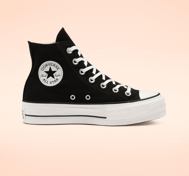 Dámské Vysoké Converse Chuck Taylor All Star Lift Černé Bílé Bílé | 97NOTBLEK