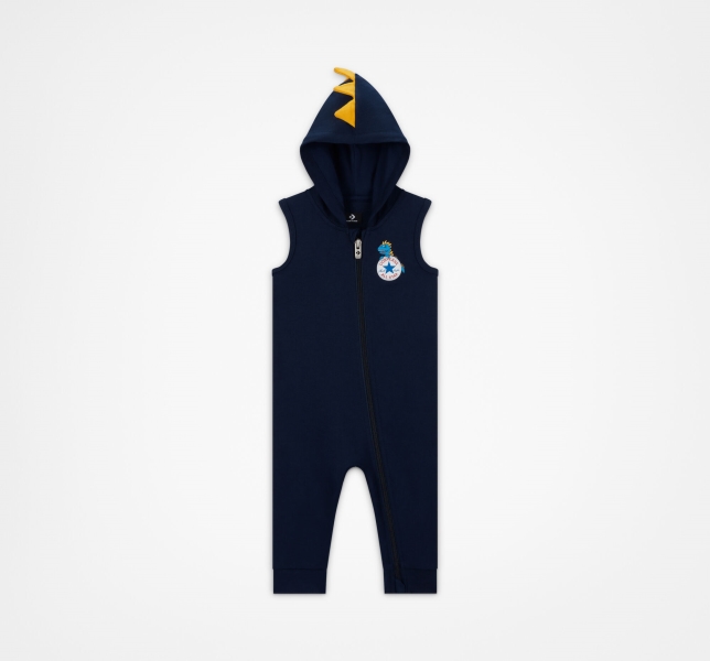 Dětské Body Converse Dino Explorer S Kapucí Coverall Tmavě Blankyt | 86YPGIZNB