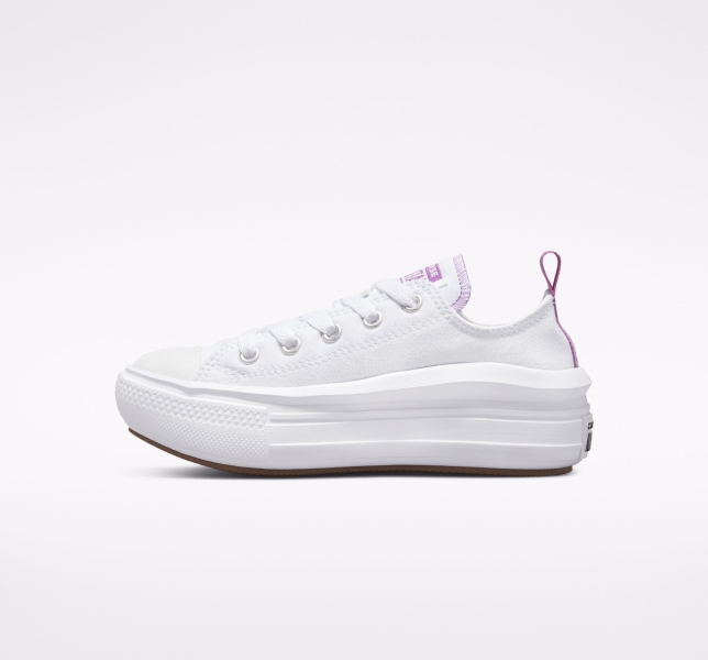 Dětské Boty Na Platformy Converse Chuck Taylor All Star Move Bílé Fialové Bílé | 23DSAHLCW