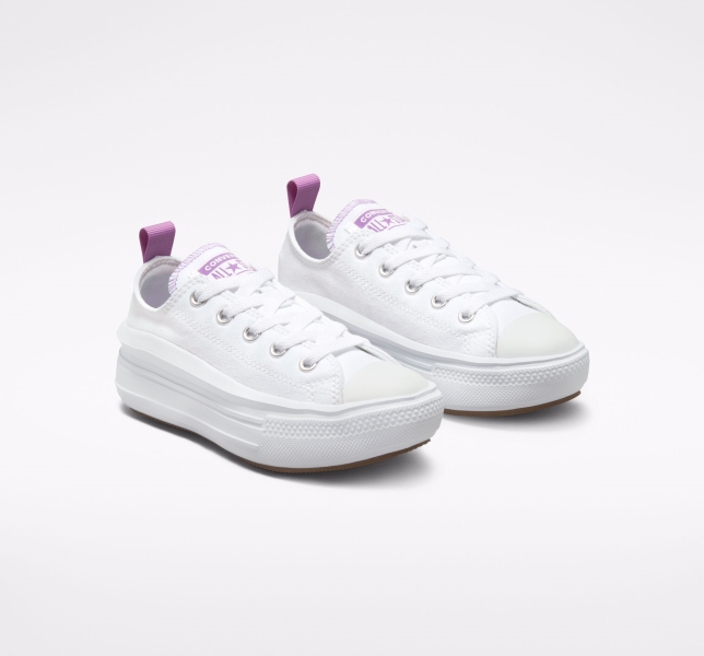 Dětské Boty Na Platformy Converse Chuck Taylor All Star Move Bílé Fialové Bílé | 23DSAHLCW