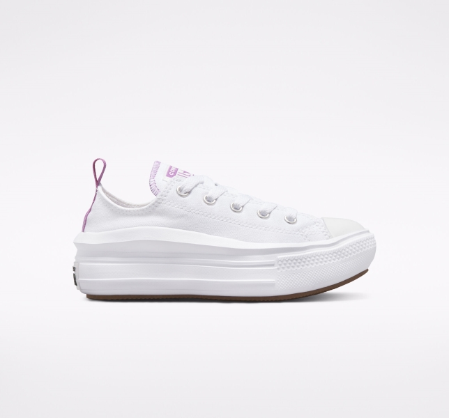 Dětské Boty Na Platformy Converse Chuck Taylor All Star Move Bílé Fialové Bílé | 23DSAHLCW