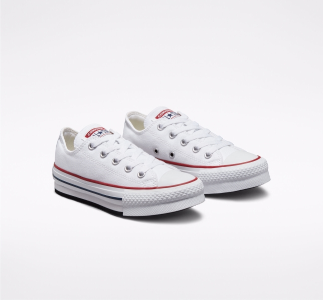 Dětské Boty Na Platformy Converse Chuck Taylor All Star Lift Bílé Tmavě Červené Tmavě Blankyt | 23YISDWMJ