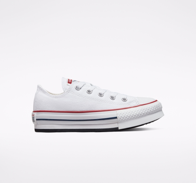 Dětské Boty Na Platformy Converse Chuck Taylor All Star Lift Bílé Tmavě Červené Tmavě Blankyt | 23YISDWMJ