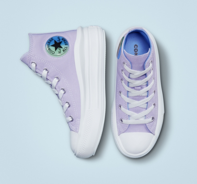 Dětské Boty Na Platformy Converse Chuck Taylor All Star Move Gel Patch Fialové Královská Modrá | 25ZNSKBAO