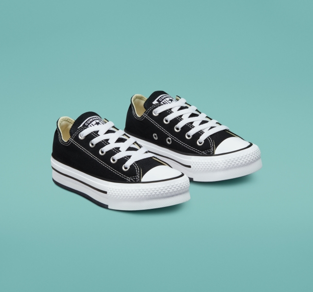 Dětské Boty Na Platformy Converse Chuck Taylor All Star Lift Černé Bílé Černé | 36MQPTFDA