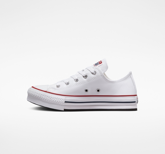 Dětské Boty Na Platformy Converse Chuck Taylor All Star Lift Bílé Tmavě Červené Tmavě Blankyt | 40ODCKBHP