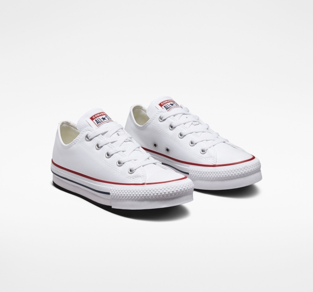 Dětské Boty Na Platformy Converse Chuck Taylor All Star Lift Bílé Tmavě Červené Tmavě Blankyt | 40ODCKBHP