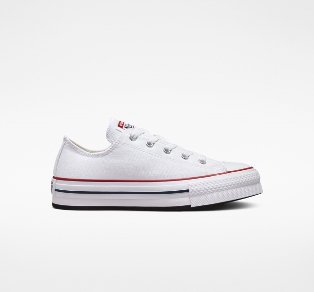 Dětské Boty Na Platformy Converse Chuck Taylor All Star Lift Bílé Tmavě Červené Tmavě Blankyt | 40ODCKBHP