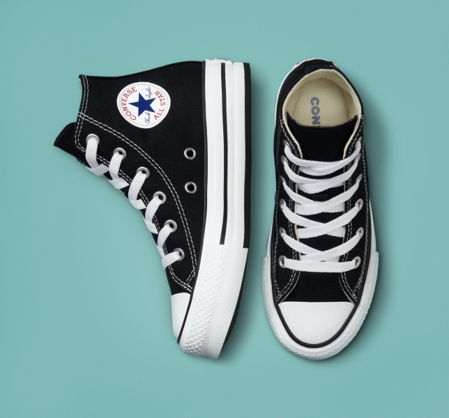 Dětské Boty Na Platformy Converse Chuck Taylor All Star Lift Černé Bílé Černé | 40ZPFUMXH