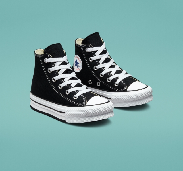 Dětské Boty Na Platformy Converse Chuck Taylor All Star Lift Černé Bílé Černé | 40ZPFUMXH