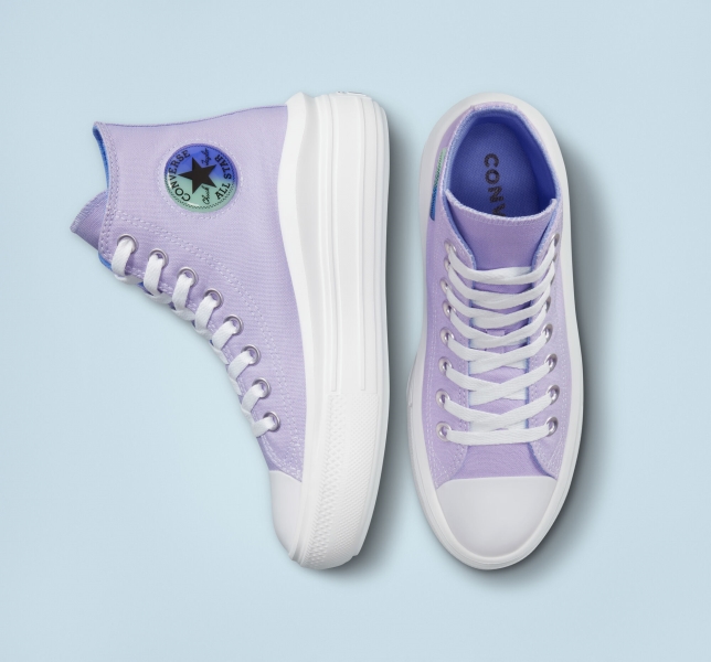 Dětské Boty Na Platformy Converse Chuck Taylor All Star Move Gel Patch Fialové Královská Modrá | 45QAIOVJF