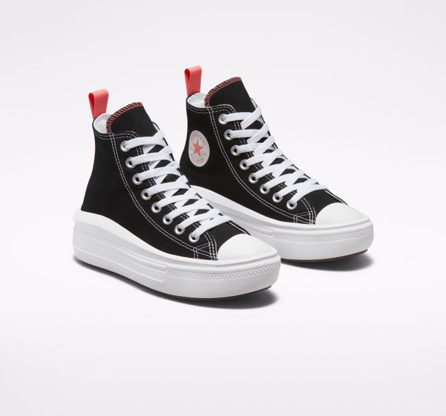 Dětské Boty Na Platformy Converse Chuck Taylor All Star Move Černé Růžové Světle Blankyt Bílé | 65KSWMOZH