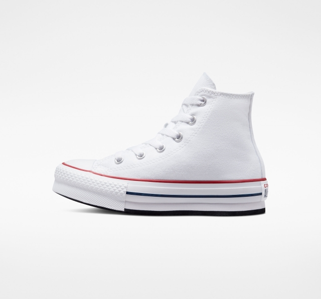 Dětské Boty Na Platformy Converse Chuck Taylor All Star Lift Bílé Tmavě Červené Tmavě Blankyt | 71XWSGNTU