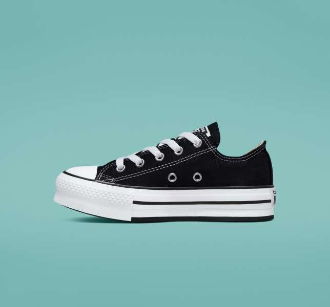 Dětské Boty Na Platformy Converse Chuck Taylor All Star Lift Černé Bílé Černé | 94OZBRNYP