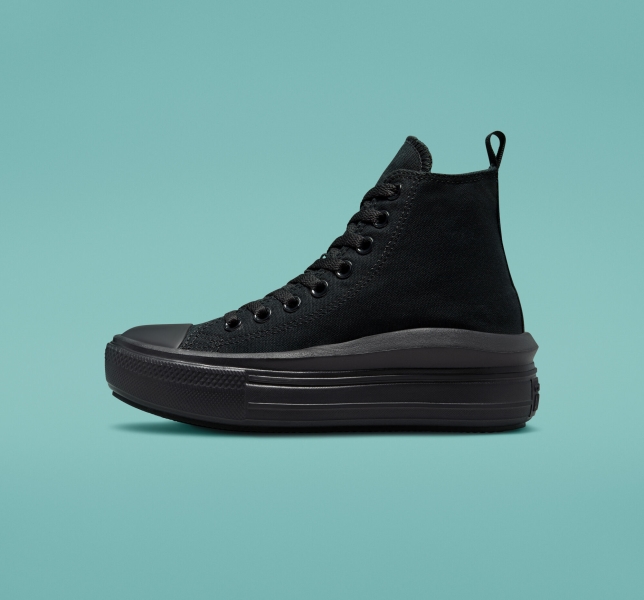 Dětské Boty Na Platformy Converse Chuck Taylor All Star Move Černé Černé Šedé | 96OVWYKEZ